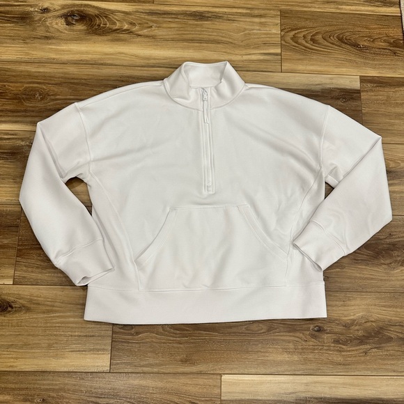 Vineyard Vines Performance Silky Scuba Oversized White Quarter Zip Pullover Sz M - Picture 2 of 13